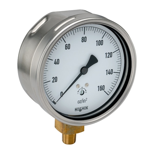 Low Pressure Gauge, -15 to 0 inH2O psi, 2-1/2 in Dial, 1/4 in NPT, Back Location
